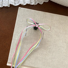 Colorful Ribbon Bowknot Fabric Hair Claw Clips Cute Princess Style Glitter Accessory for Baby Girls and Kids for Party