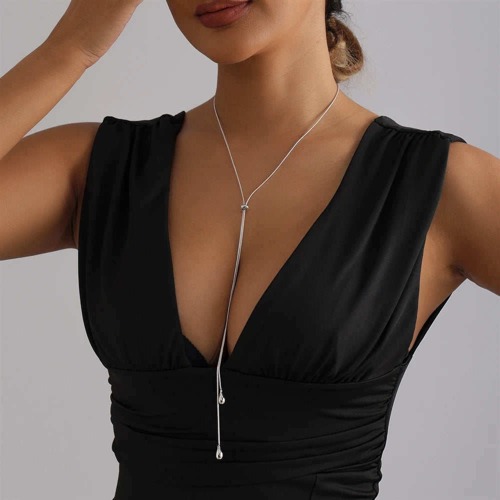 Fashion Simple Minimalistic Sweater Chain Necklaces for Girls Stylish Trendy Jewelry for Women Ladies Accessories Wholesale