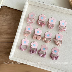Girly Aesthetic Heart Star Rhinestone Small Hair Ties Sweet Fashion Solid Color Scrunchies Accessories for Kids Children Daily