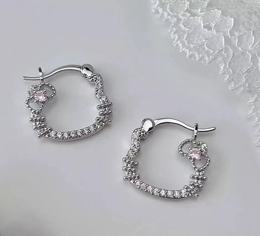 Fashion Simple Kitty Cat Cute Animals Hoop Earrings for Girls Sweet Elegant Jewelry for Women Lady Accessories Chinese Supplier