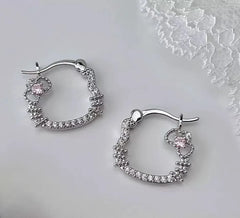 Fashion Simple Kitty Cat Cute Animals Hoop Earrings for Girls Sweet Elegant Jewelry for Women Lady Accessories Chinese Supplier