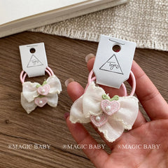Girly Aesthetic Bowknot Heart Small Scrunchies Sweet Cute Fashion Wholesale in Stock Hair Ties for Daily Stage Travelling Use