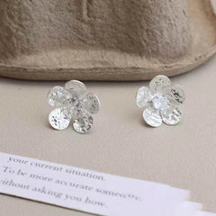 Ladies Flower Shape Small Stud Earring Sequined Fashion Elegant Glamorous Wholesale High Quality Jewelry Accessories for Street