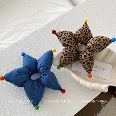 Women 2025 Hot Sale Star Shape Solid Color Scrunchies Fashion Elegant New Design Bulk Order in Stock Daily Hair Ties Accessories