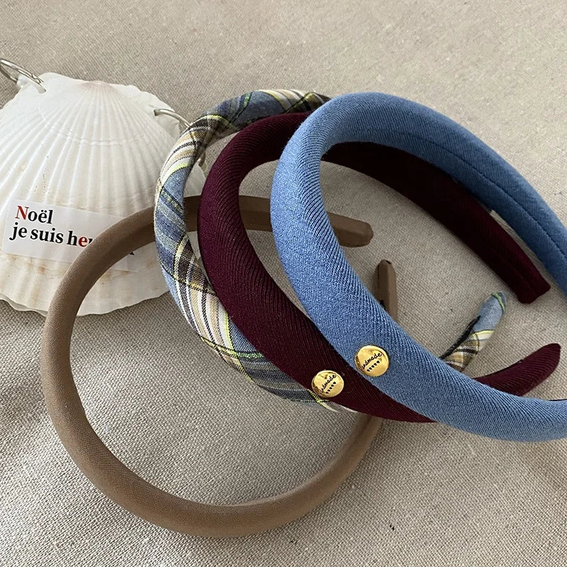 Women Blue Brown Wide Headbands Fashion Elegant Vintage High Quality in Store Hairbands Accessories for Female Daily Causal Use