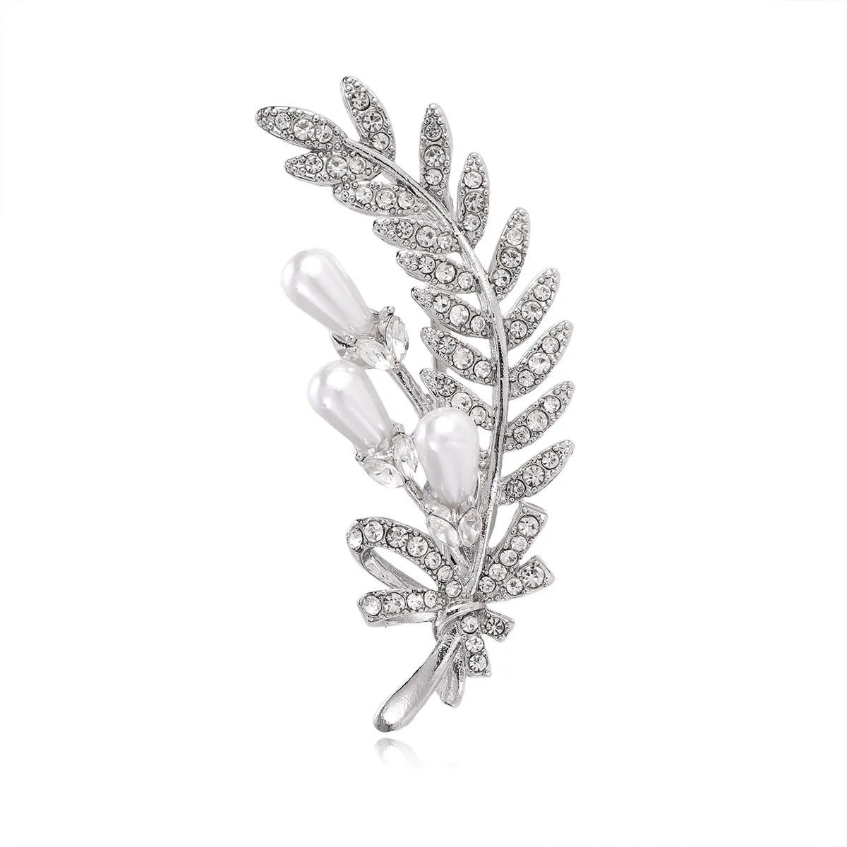 Fashion Sweet Elegant Glitter Rhinestone Sparking Brooches for Girls Feather Simple Pins Jewelry for Women Ladies Accessories