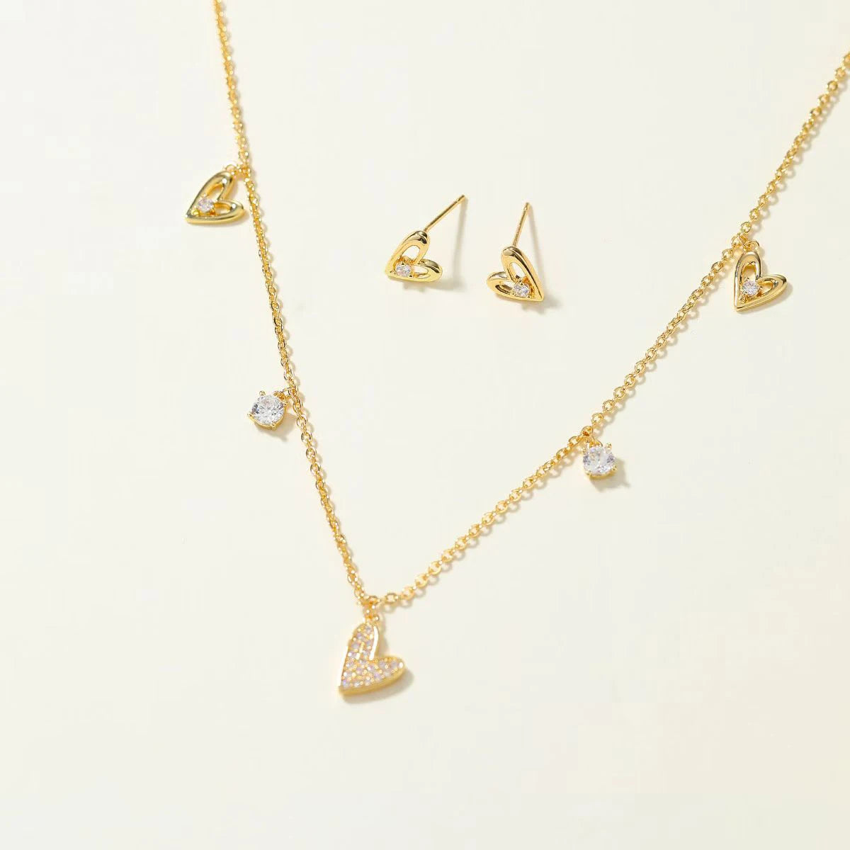 Stylish Trendy Elegant Luxury Necklaces for Girls Cute Charms Stud Earrings Jewelry Sets for Women Ladies Accessories Chic