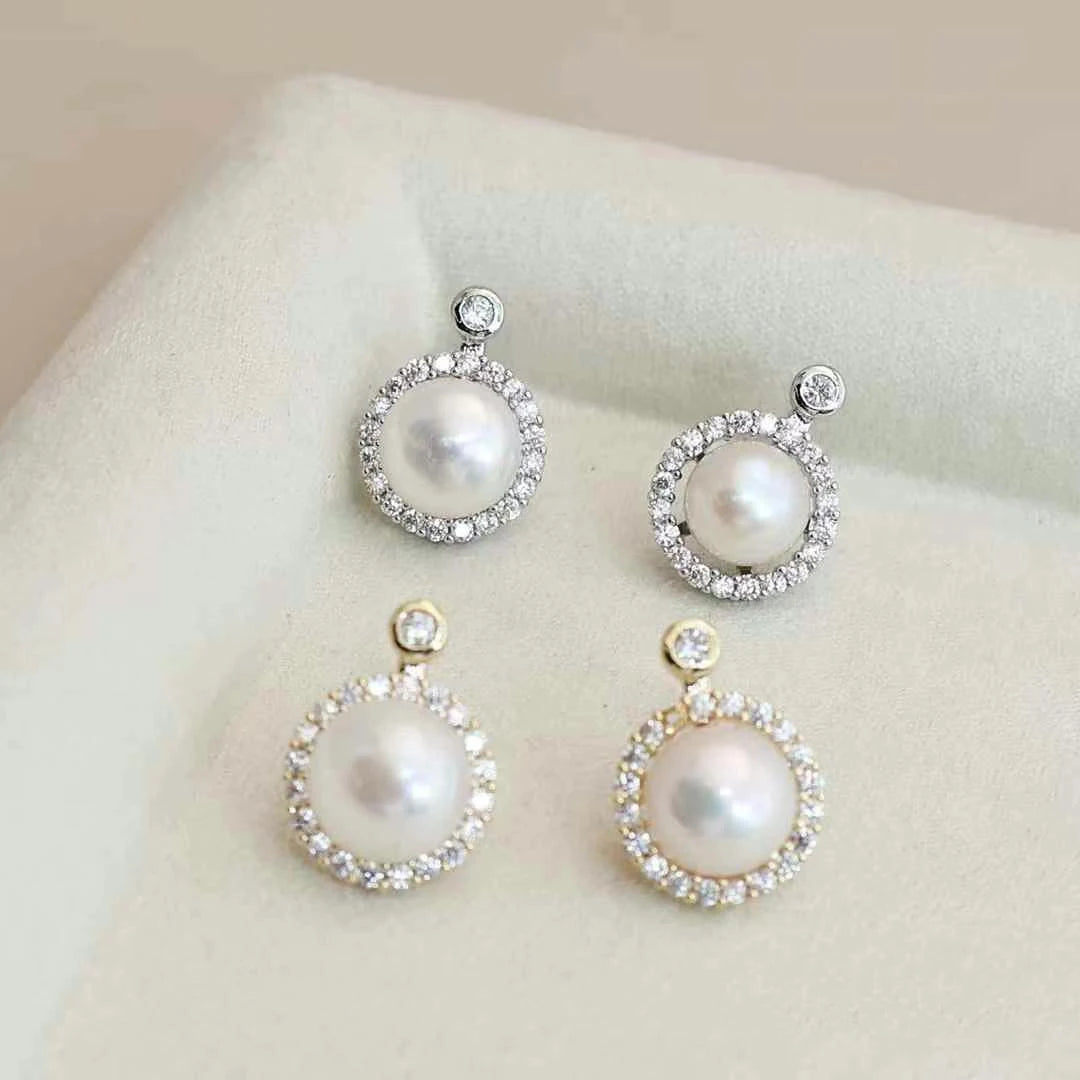 Luxury Fashion Elegant Graceful Glitter Stud Earrings for Girls Cute Imitation Pearl Jewellry for Women Ladies Accessories