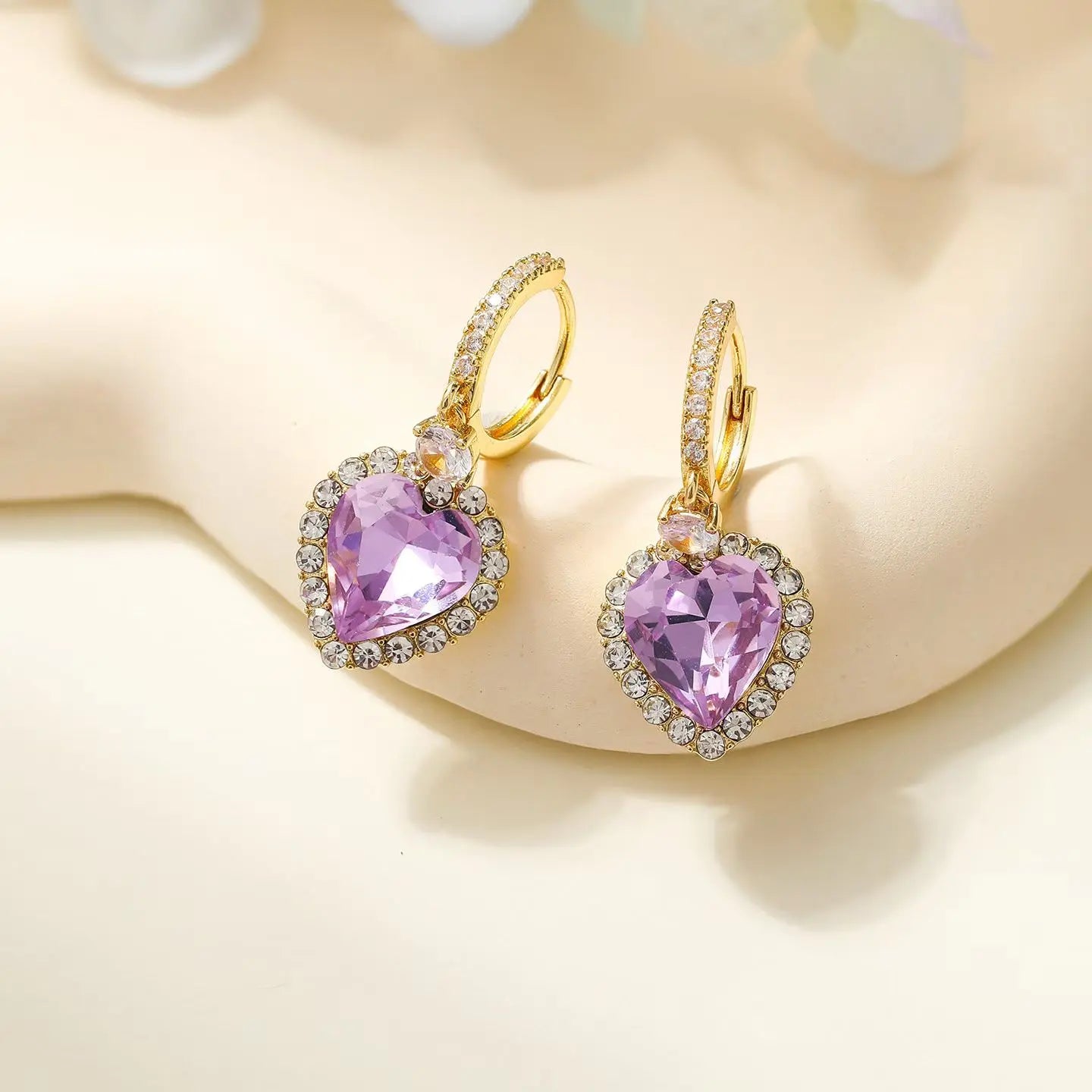 Fashion Flower Rhinestone Glitter Glamorous Drop Earrings for Girls Sweet Floral Jewelry for Women Ladies Accessories Wholesale