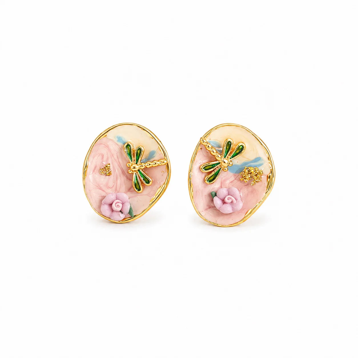 Women Elegant 18k Gold-plated S925 Silver Drip Glaze Hand-Painted Graffiti Stud Earring Low MOQ in Stock Jewelry for Female Use