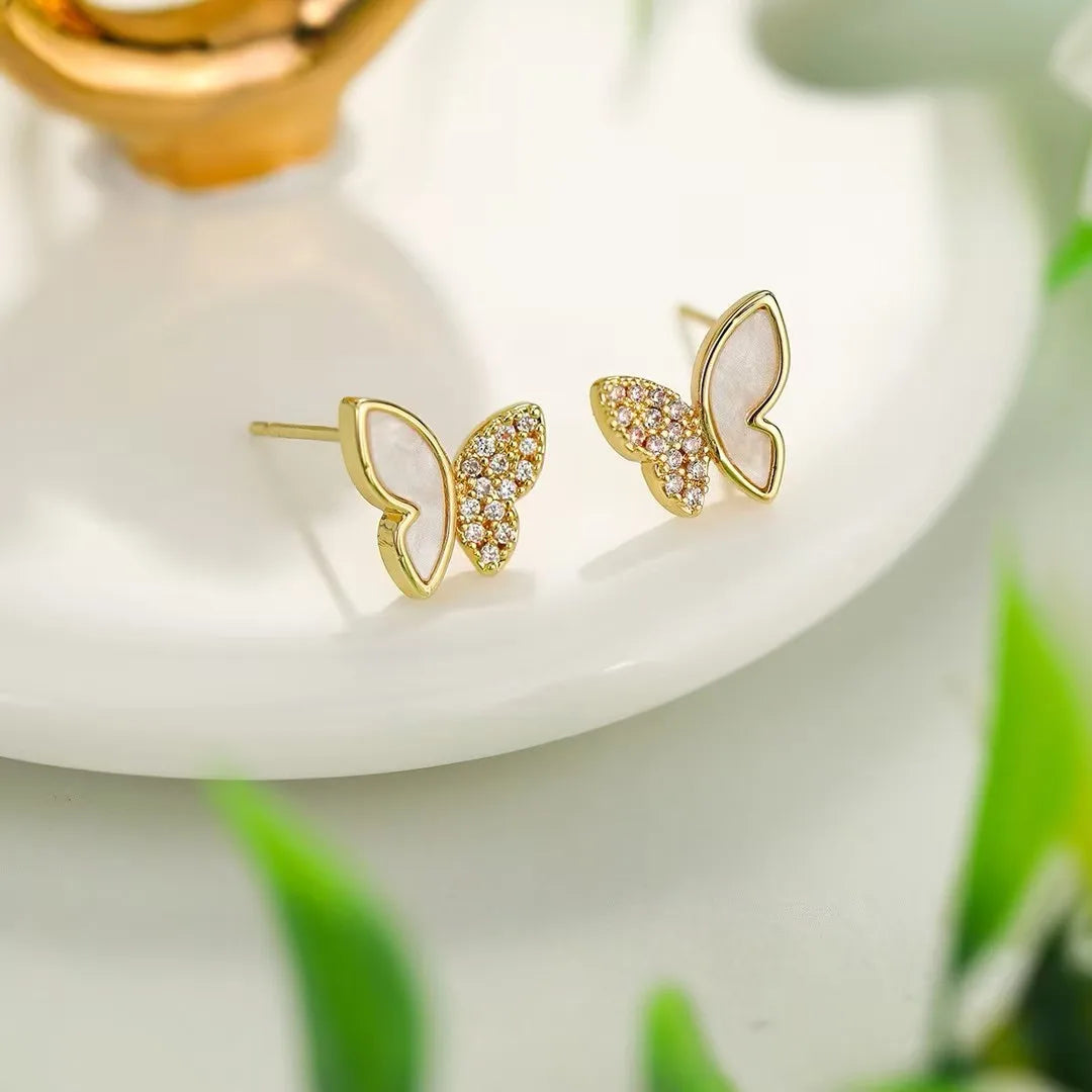 Ladies Butterfly Shape Mini Stud Earring Fashion Elegant Glitter Lightweight Bulk Order Jewelry Accessories for Women Daily Use