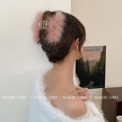 Women Hot Sale Downy Solid Color Large Hair Claw Clips Trendy Elegant Lightweight in Stock Hairpins Accessories for Female Daily