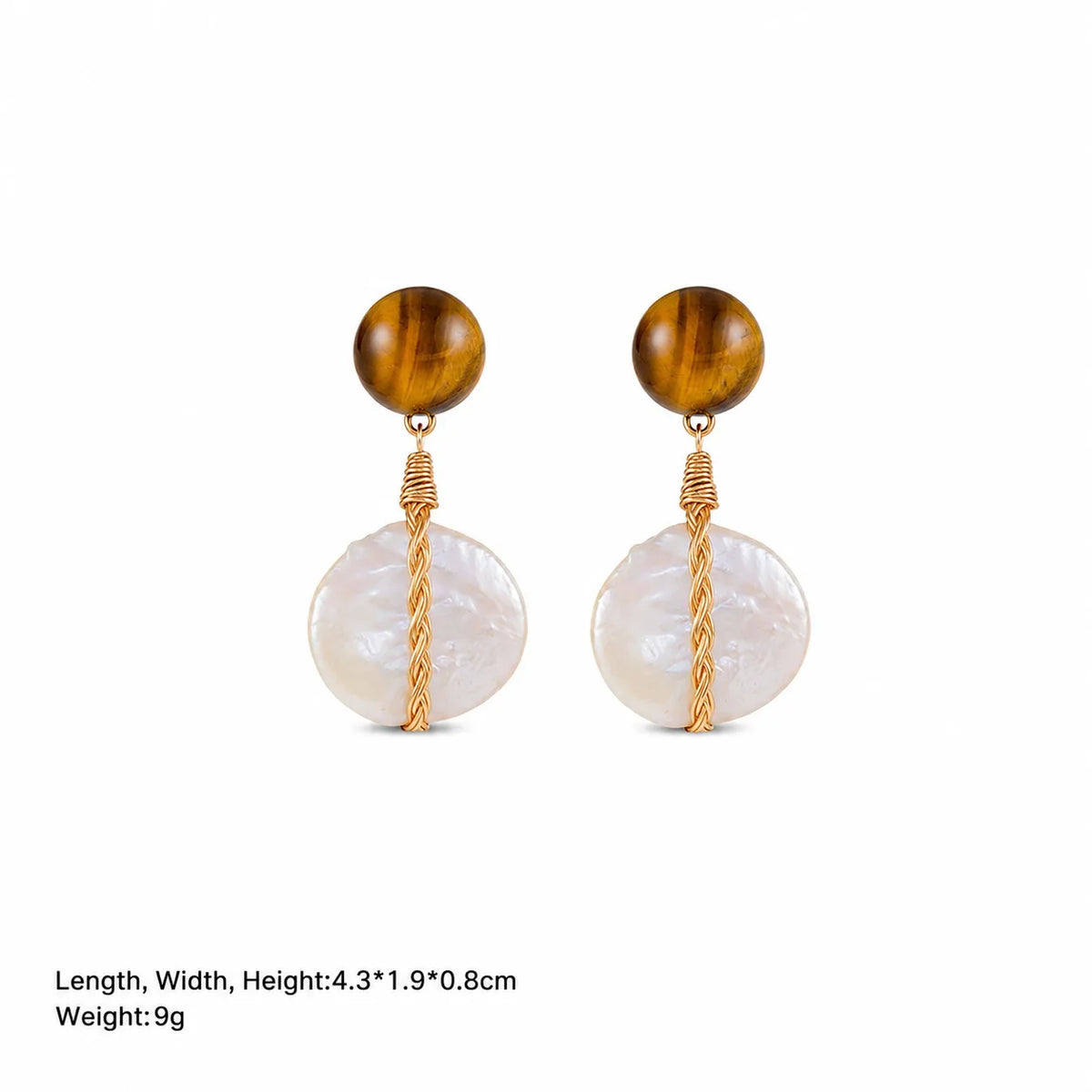 Female Brown Tiger Eye Stone Baroque Pearl S925 Silver Drop Earring Elegant Vintage Trendy Charms Low MOQ in Stock Jewelry