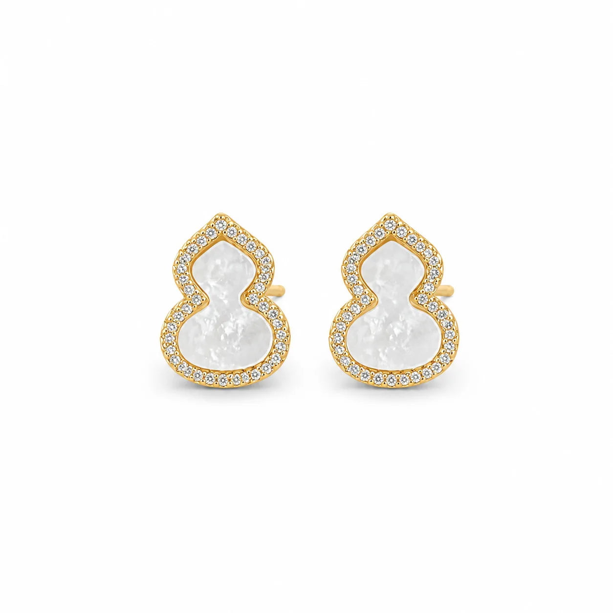 Fashion Copper 18K Gold Plated Gourd Earrings for Girls Abalone Shell Jewelry for Women Ladies Wholesale China Factory Bulk