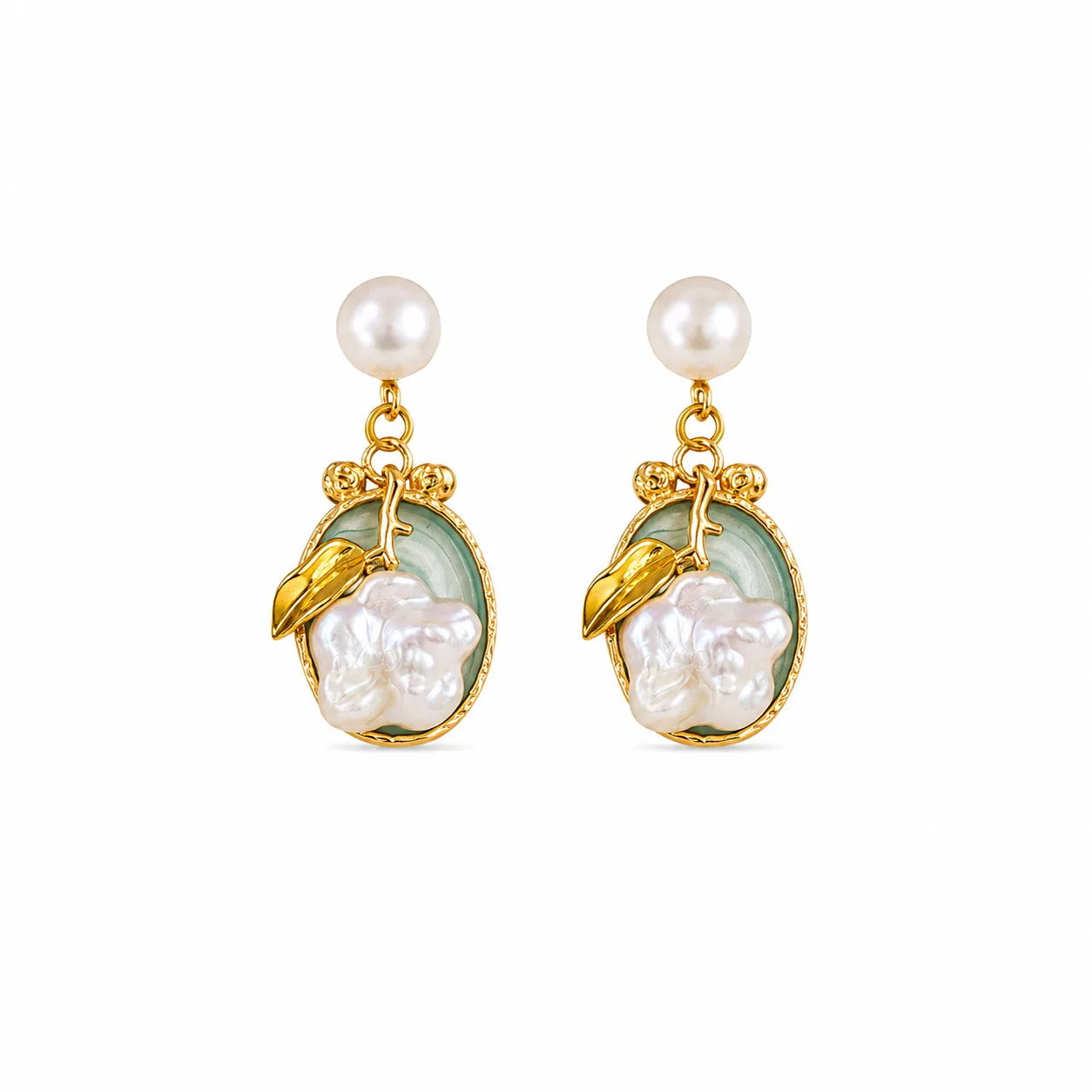 Female S925 Silver 18k Gold-plated Baroque Pearl Drip Glaze Hand-Painted Earring Vintage Elegant Low MOQ in Stock Jewelry