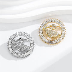 Fashion Glitter Sparking Rhinestone Swan Animals Brooches for Girls Elegant Graceful Pins Jewelry for Women Ladies Accessories
