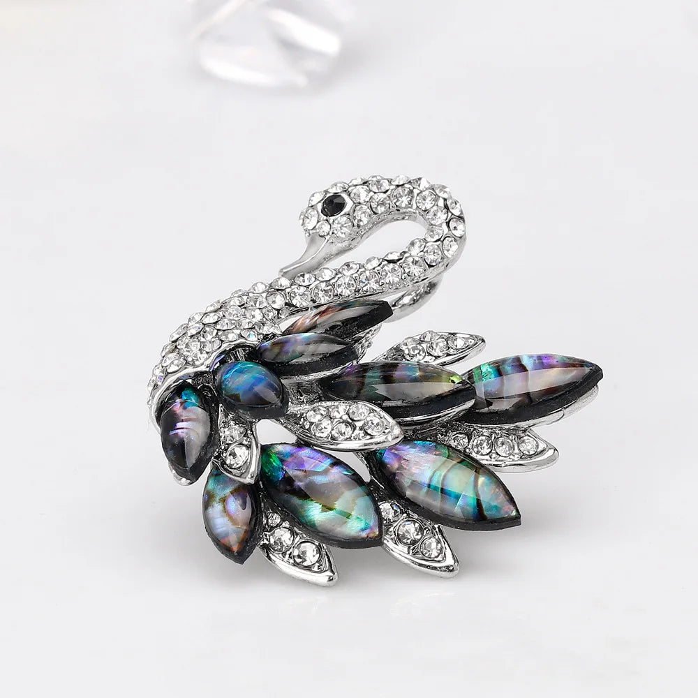 Fashion Glitter Rhinestone Sparking Swan Brooches for Girls Sweet Animals Elegant Pins Jewelry for Women Ladies Accessories