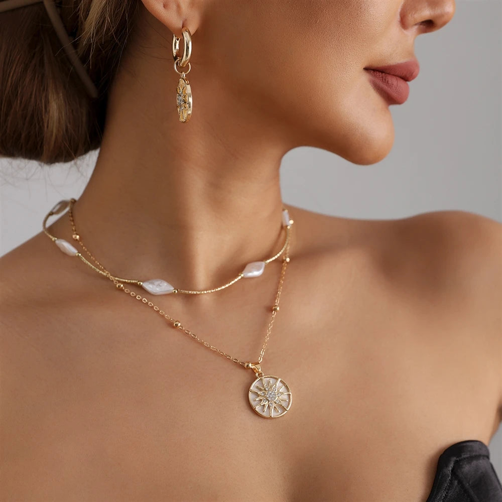 Fashion Simple Link Glitter Necklaces for Girls Minimalistic Sweet Earrings Jewellry for Women Ladies Accessories Wholesale