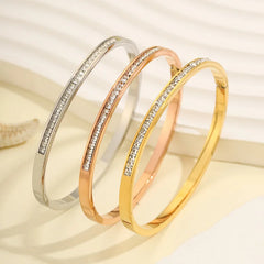 Women's Fashion Glitter Bangles Stainless Steel Trendy Zircon Bracelets Romantic Elegant Jewelry for Gift Accessories Wholesale