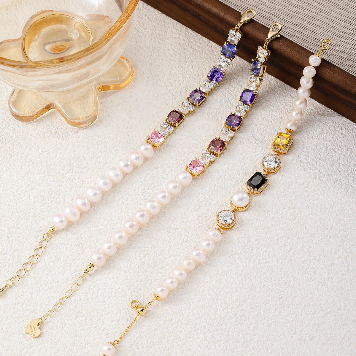 Fashion Freshwater Pearl Cubic Zirconia Glitter Bracelets for Girls Sweet Classic Jewelry for Women Ladies Wholesale Bulk