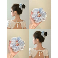 Sweet Cute Lustrous Glitter Scrunchies for Girls Goldfish Elegant Fashion Hair Ties for Women Ladies Hair Accessories Stylish