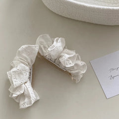 Girl White Solid Color Large Ponytail Holder Hair Claw Clips Fashion Elegant Wholesale in Stock Hairpin Accessories for Children