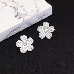 Women Flower Shape Print New Design Small Stud Earring Elegant Graceful Fashion Wholesale Lightweight Daily Jewelry Accessories