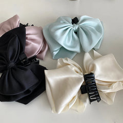Girls Large Bowknot Solid Color Hair Claw Clips Fashion Sweet Graceful Wholesale in Stock Hairpins Accessories for Kids Daily