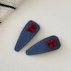 Fashion Demin Solid Color Red Bowknot Hair Clips for Girls Elegant Sweet Cute Haarspange for Women Ladies Hair Accessories Chic