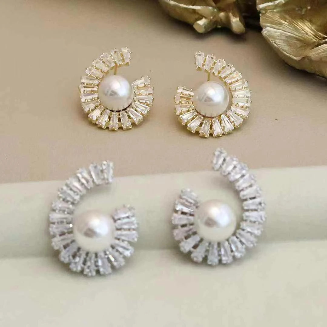 Women Imitation Pearl Minimalistic Flower Bow Shape Small Stud Earring Fashion Elegant Graceful Bulk Causal Jewelry Accessories