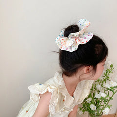 Kids White Heart Dots Double Layer Ponytail Holder High Elastic Scrunchies Chic Sweet Fashion in Stock Hair Ties Accessories
