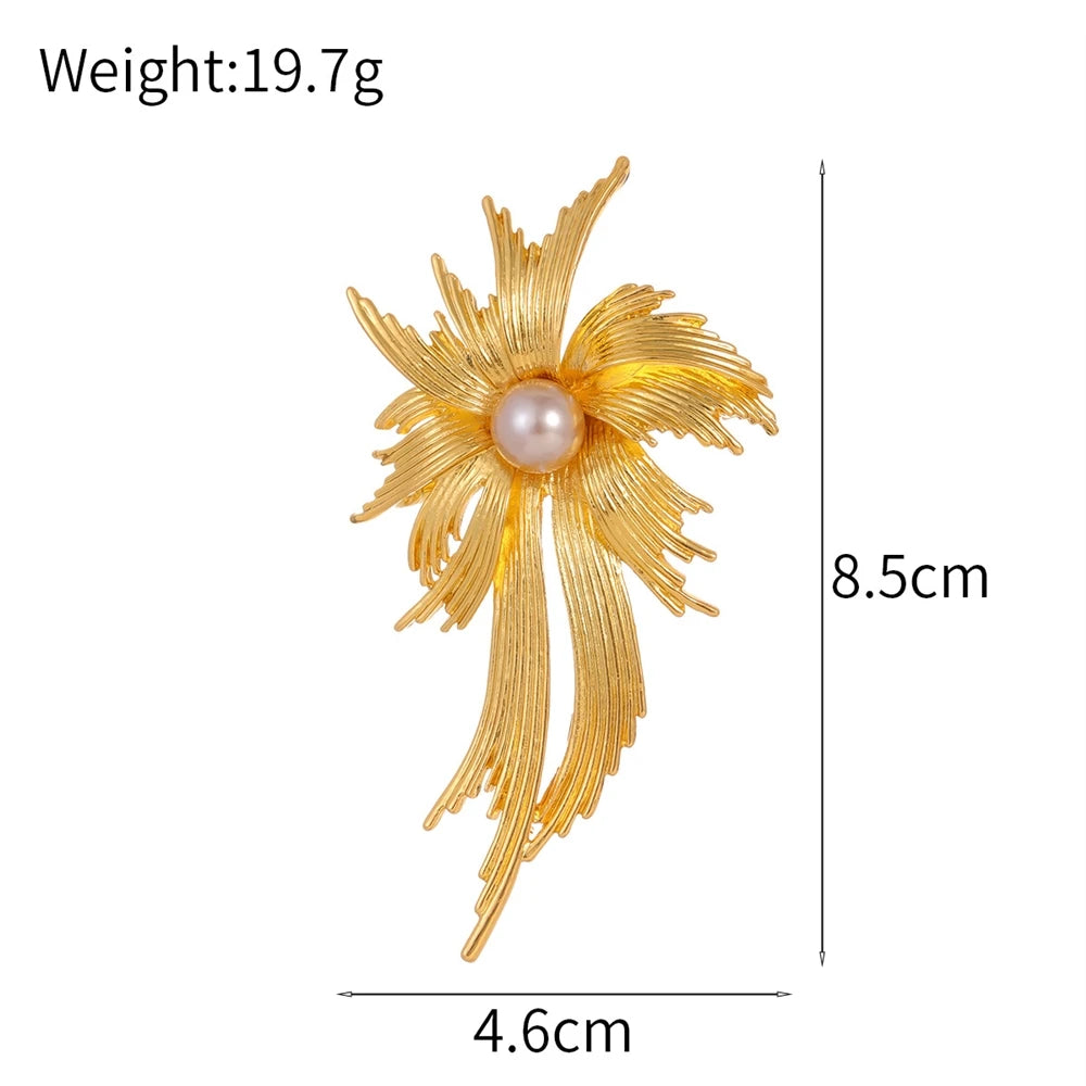 Fashion Luxury Glitter Imitation Pearl Sweet Brooches for Girls Trendy Stylish Simple Pins Jewelry for Women Ladies Accessories