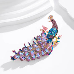 Fashion Peacock Glitter Rhinestone Animals Brooches for Girls Elegant Trendy Stylish Pins Jewelry for Women Ladies Accessories
