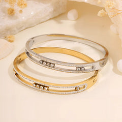 Female Fashion Glitter Zircon Bangles for Girls Sweet Hollowed Bracelets Elegant Trendy Jewelry for Women Accessories Wholesale