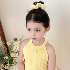 Graceful Simple Yellow Solid Colored Dots Scrunchies Headbands Kids Daily Hair Ties Hairband Accessories