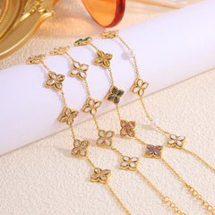 Fashionable Zircon Four-leaf Clover Bracelet for Girl Refined Unique Light Luxury High-end Jewelry Women's Accessories Wholesale