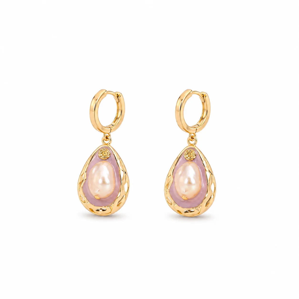 Women Elegant Green Copper Plated 18K Real Gold Freshwater Pearls Earring Jewelry Low MOQ Mixed Order Accepted for Daily Use