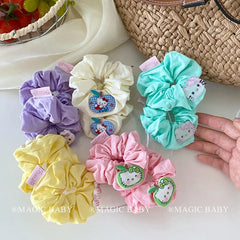 Fashion Cute Animals Kitty Cat Scrunchies for Baby Girls Solid Color Trendy Hair Tie for Kids Children Hair Accessories in Stock