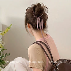 Fashion Lace Ribbon Scrunchies for Girls Elegant Graceful Chic Trendy Hair Ties for Women Ladies Hair Accessories in Stock
