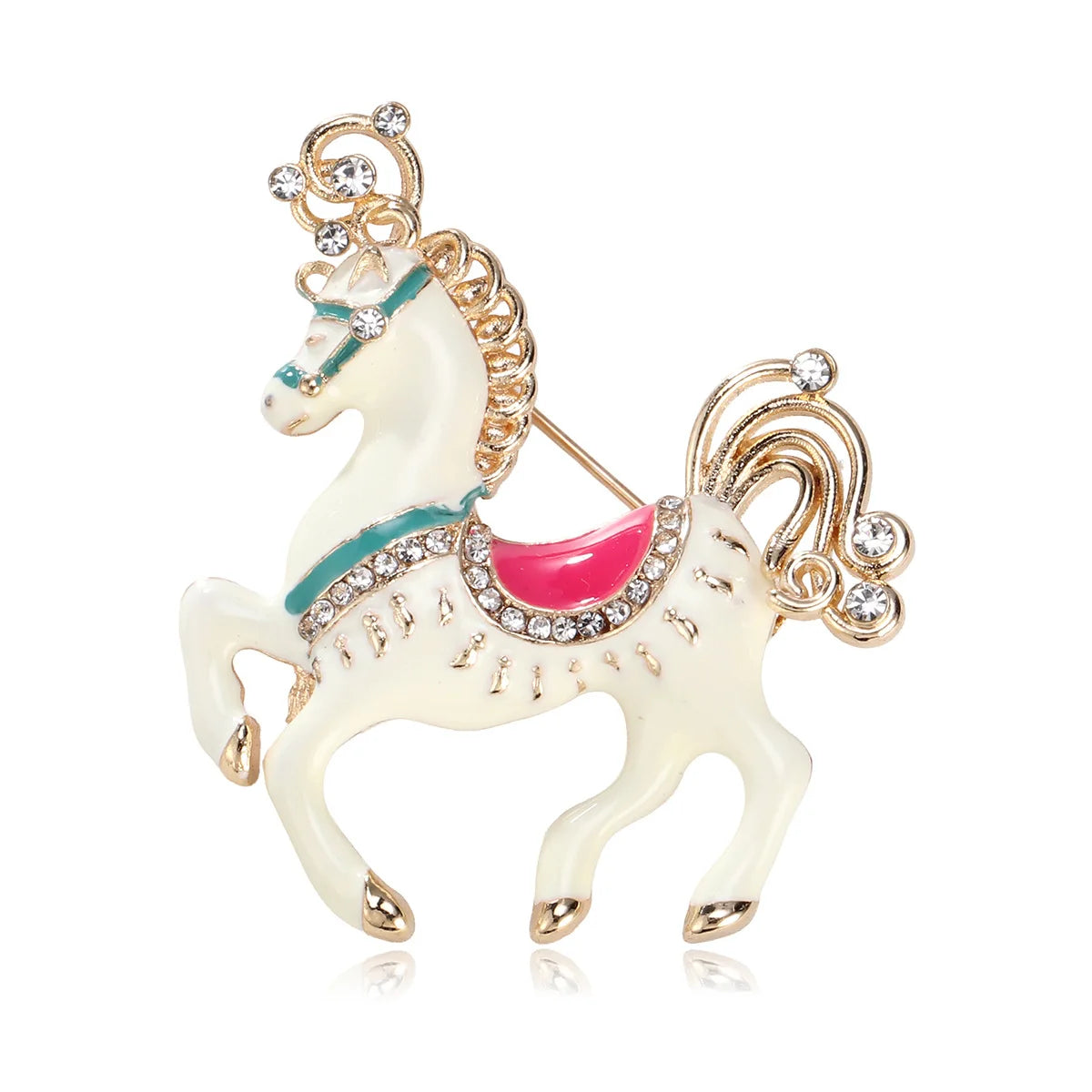 Fashion Animals Horse Sweet Cute Brooches for Girls Stylish Glamorous Pins Jewelry for Women Ladies Accessories Wholesale Chic