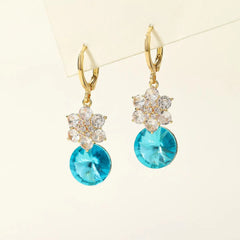Fashion Ocean Tassels Glitter Floral Drop Earrings for Girls Elegant Rhinestone Jewelry for Women Ladies Accessories Wholesale