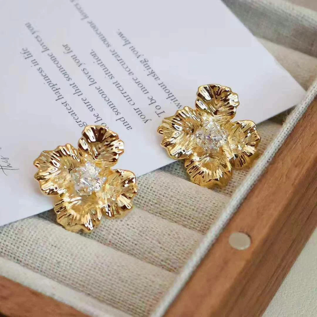 Women Creative Design Bow Flower Shape Stud Earring Elegant Graceful Fashion Trendy Wholesale Jewelry Accessories for Causal