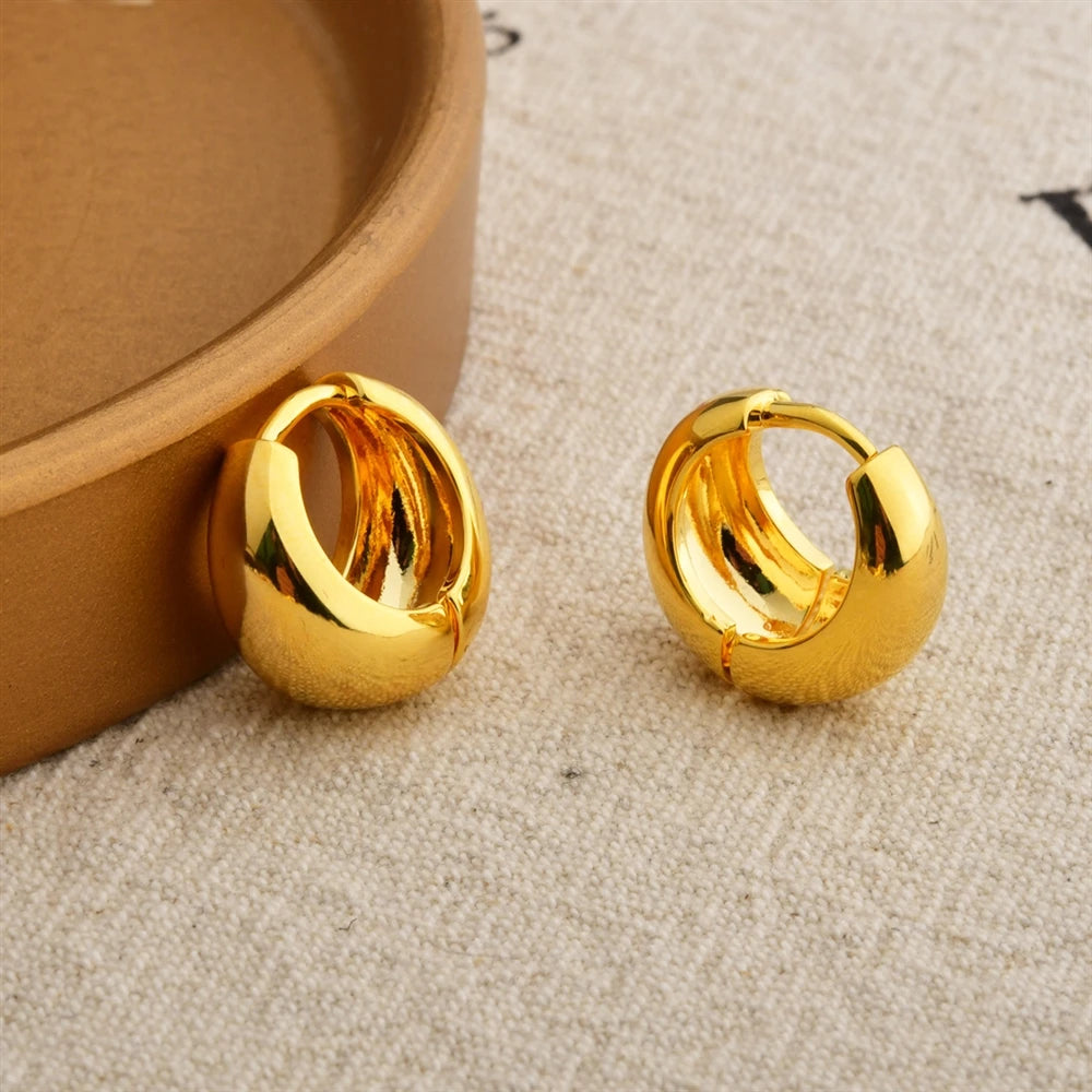 Korean Style Ins Round Matte Hoop Earrings Copper Plated Minimalist Solid Color Earrings Women's Simple Ear Jewelry Accessory