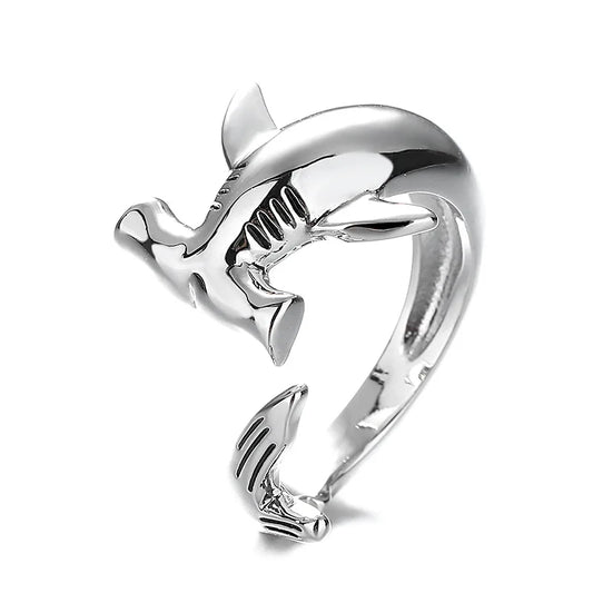 Shark Open Rings Women Men Adjustable Animal Ocean Theme Statement Band Unique Rings Fashion Jewelry Gift Accessories Wholesale