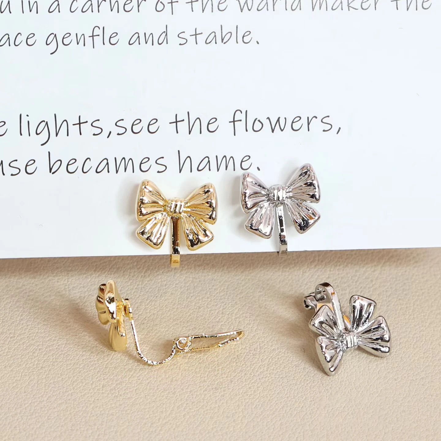 Fashion Simple Clip on Earrings for Girls Sweet Bowknot Minimalistic Trendy Jewelry for Women Ladies Accessories Wholesale