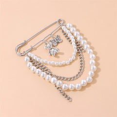 Dainty Fashion Imitation Pearl Refined Brooches for Girls Cute Trendy Art Deco Jewellry for Women Ladies Accessories Wholesale