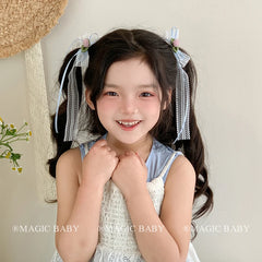 Sweet Ribbon Flower High Elastic Scrunchies for Baby Girls Cute Fashion Hair Ties for Kids Children Hair Accessories in Stock