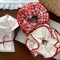 Elegant Cute Sweet Fashion Scrunchies for Baby Girls Plaid Cherry Animals Hair Ties for Kids Children Hair Accessories in Stock