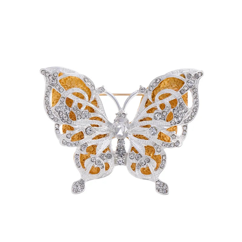 Fashion Glitter Rhinestone Sweet Butterfly Brooches for Girls Trendy New Design Pins Jewelry for Women Ladies Accessories Spicy