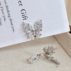 Fashion Luxury Butterfly Glitter Glamorous Fine Clip on Earrings for Girls Elegant Sparkle Jewelry for Women Ladies Accessories